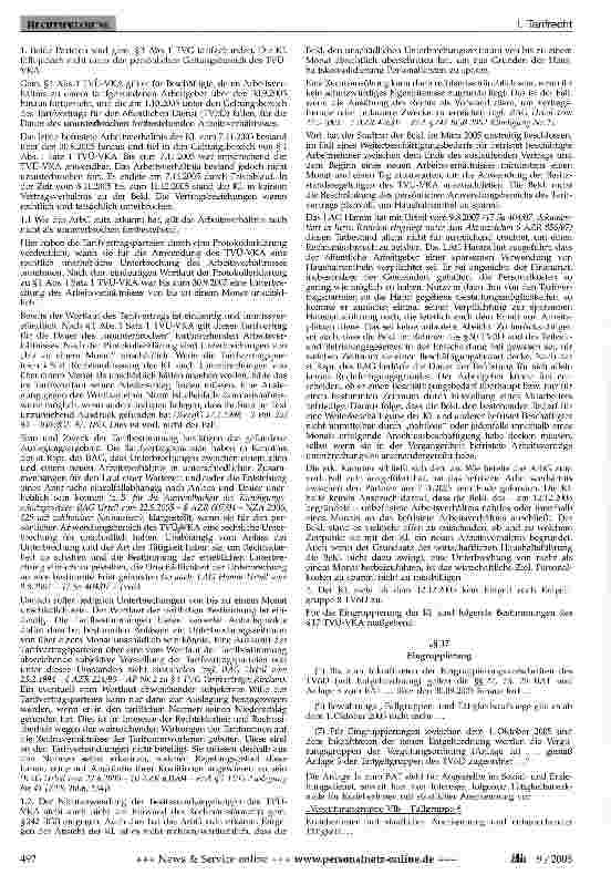 Vorschauseite 2: Eingruppierung nach TVÜ-VKA bei unterbrochenem Arbeitsverhältnis