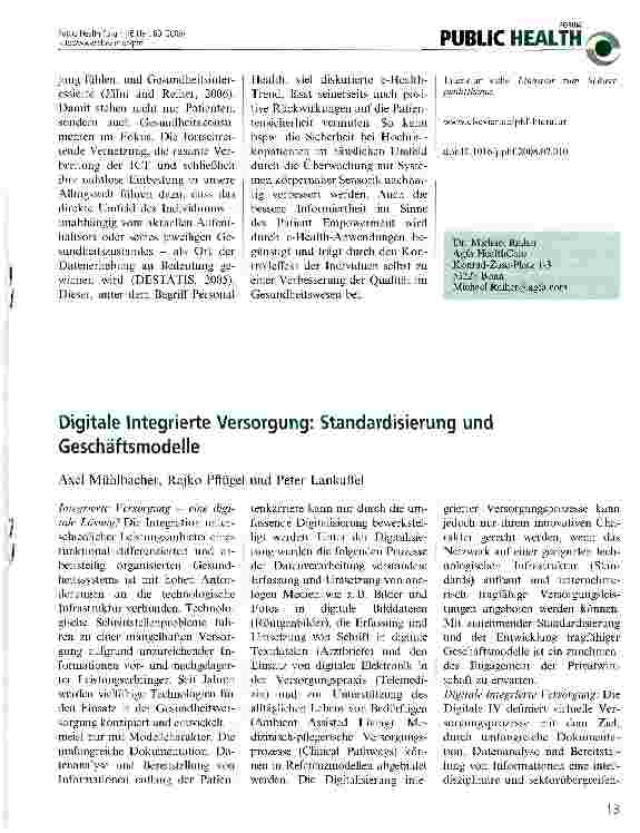 Vorschauseite 3: Patient „Sicherheit: Über die Notwendigkeit und den Nutzen moderner e-Health Lösungen