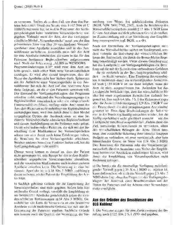 Vorschauseite 2: EntscheidungenPraxissoftwareUWG §§3, 4 Nr. 11 i.V.m. §34 Musterberufsordnung für Ärzte