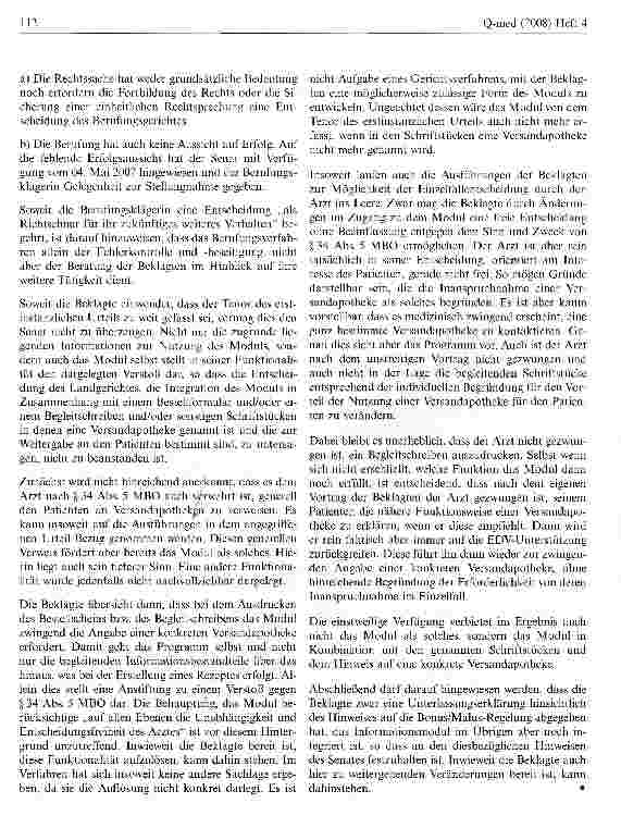 Vorschauseite 3: EntscheidungenPraxissoftwareUWG §§3, 4 Nr. 11 i.V.m. §34 Musterberufsordnung für Ärzte