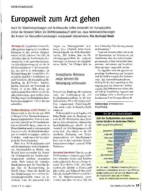 Vorschauseite 1: PATIENTENRECHTEEuropaweit zum Arzt gehen
