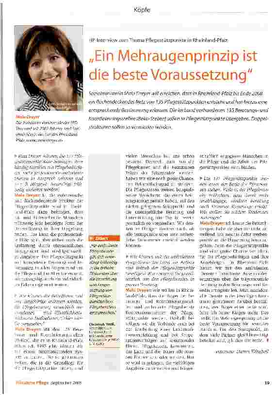 Vorschauseite 1: HP-Interview zum Thema Pflegestützpunkte in Rheinland-Pfalz„Ein Mehraugenprinzip ist die beste Voraussetzung