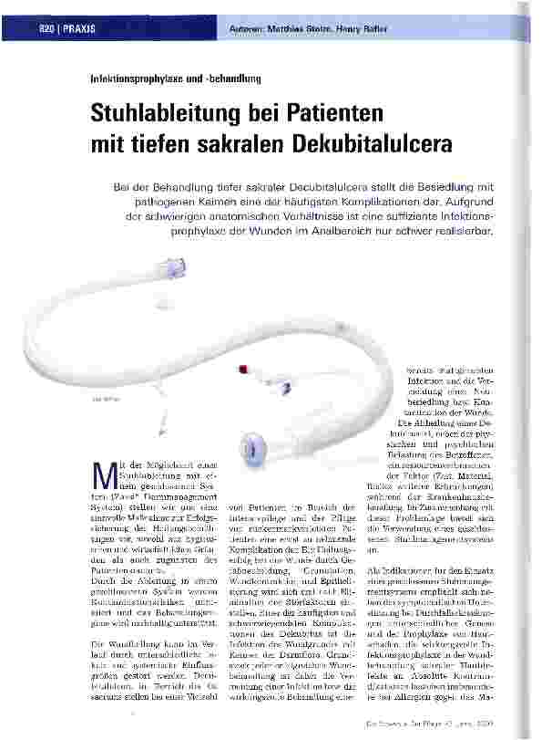 Vorschauseite 1: Infektionsprophylaxe und BehandlungStuhlableitung bei Patienten mit tiefen sakralen Dekubitalulcera