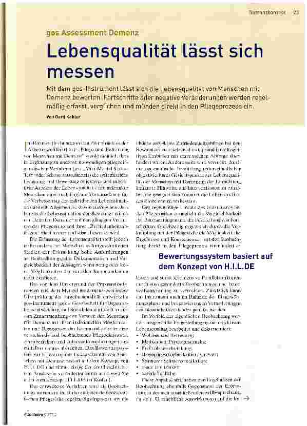 Vorschauseite 1: gos Assessment DemenzLebensqualität Lässt sich messen