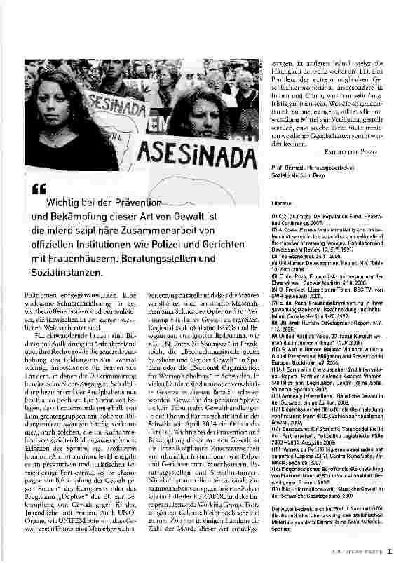 Vorschauseite 5: Tödliche Gewalt gegen FrauenIn der Schweiz gibt es überdurchschnittlich viele Opfer