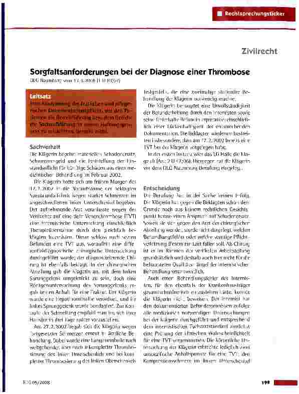 Vorschauseite 1: Sorgfaltsanforderungen bei der Diagnose einer Thrombose