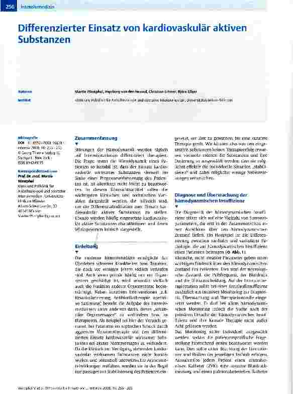 Vorschauseite 1: Differenzierter Einsatz von kardiovaskulär aktiven Substanzen