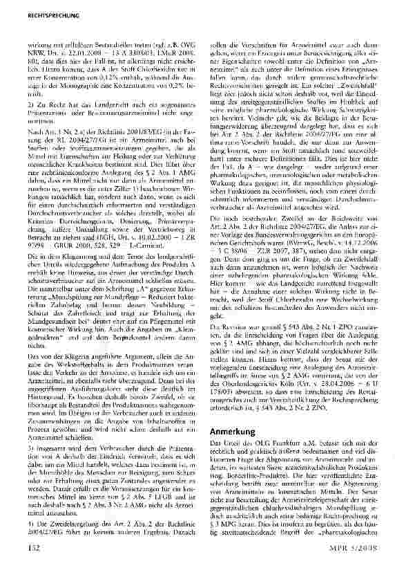 Vorschauseite 4: Chlorhexidinhaltige Mundspülung ist kein Funktionsarzneimittel