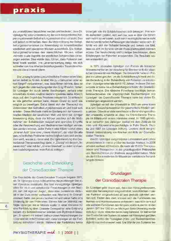 Vorschauseite 2: Upledger CranioSacrale Therapie Hintergründe, Grundlagen, Anwendungsmöglichkeiten