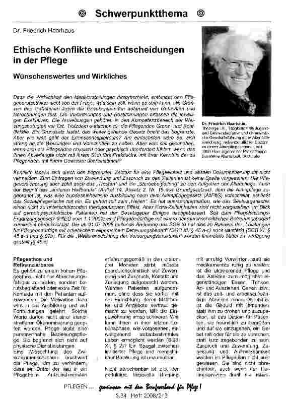 Vorschauseite 1: Ethische Konflikte und Entscheidungen in der Pflege Wünschenswertes und Wirkliches