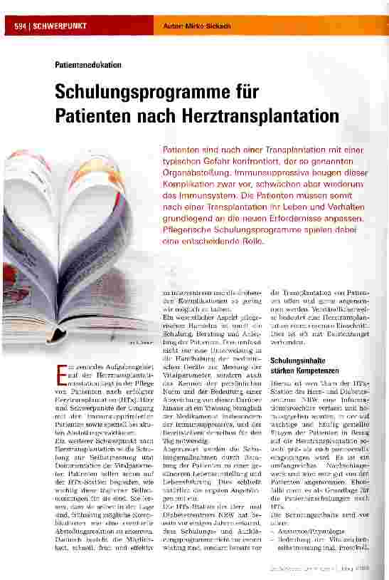 Vorschauseite 1: Patientenedukation Schulungsprogramme für Patienten nach Herztransplantation