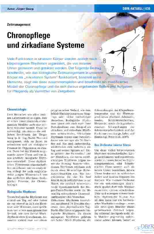 Vorschauseite 1: Chronopflege und zirkadiane Systeme