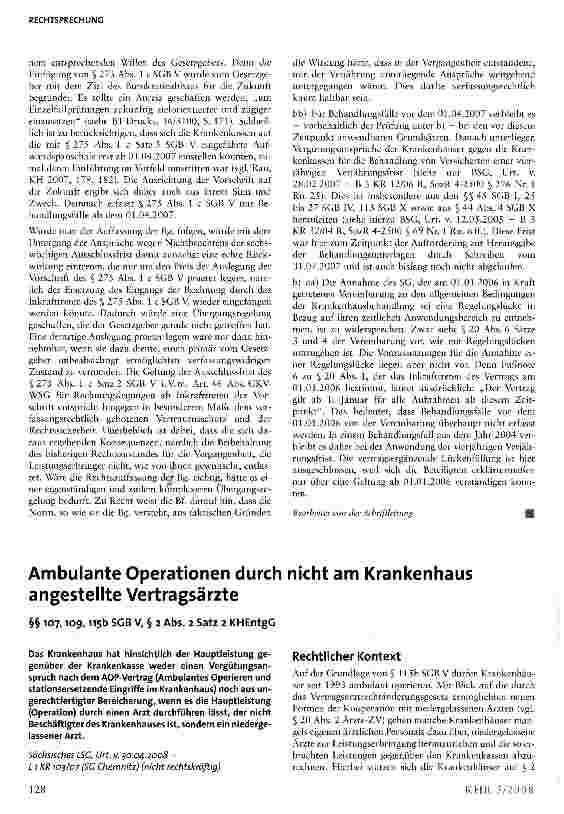 Vorschauseite 1: Ambulante Operationen durch nicht am Krankenhaus angestellte Vertragsärzte