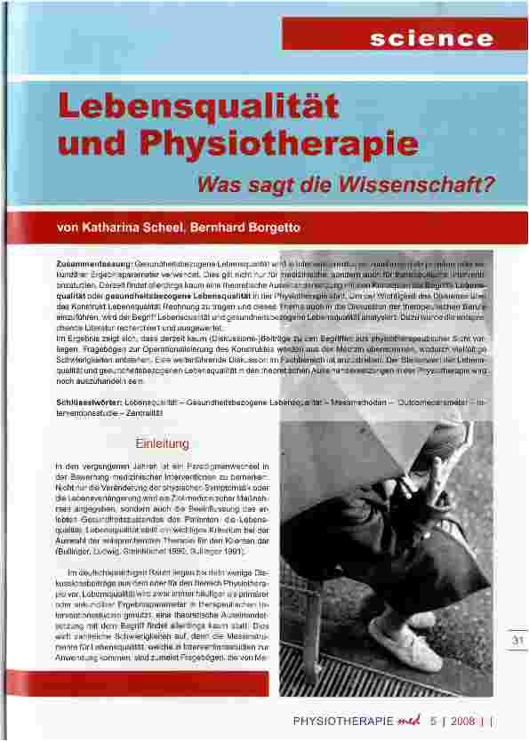 Vorschauseite 1: Lebensqualität und Physiotherapie