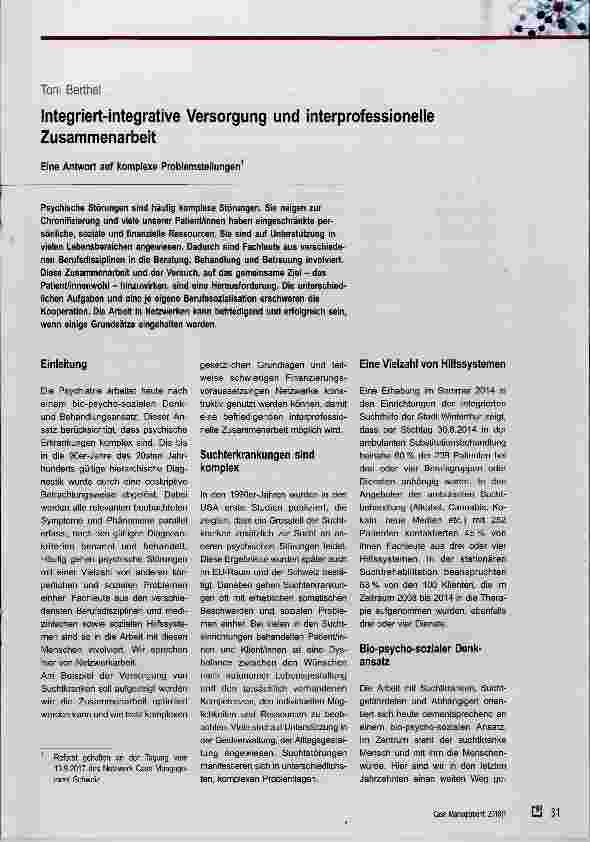 Vorschauseite 1: Integriert-integrative Versorgung und interprofessionelle Zusammenarbeit
