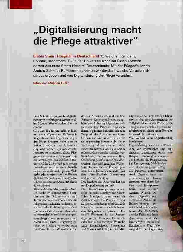 Vorschauseite 1: „Digitalisierung macht die Pflege attraktiver