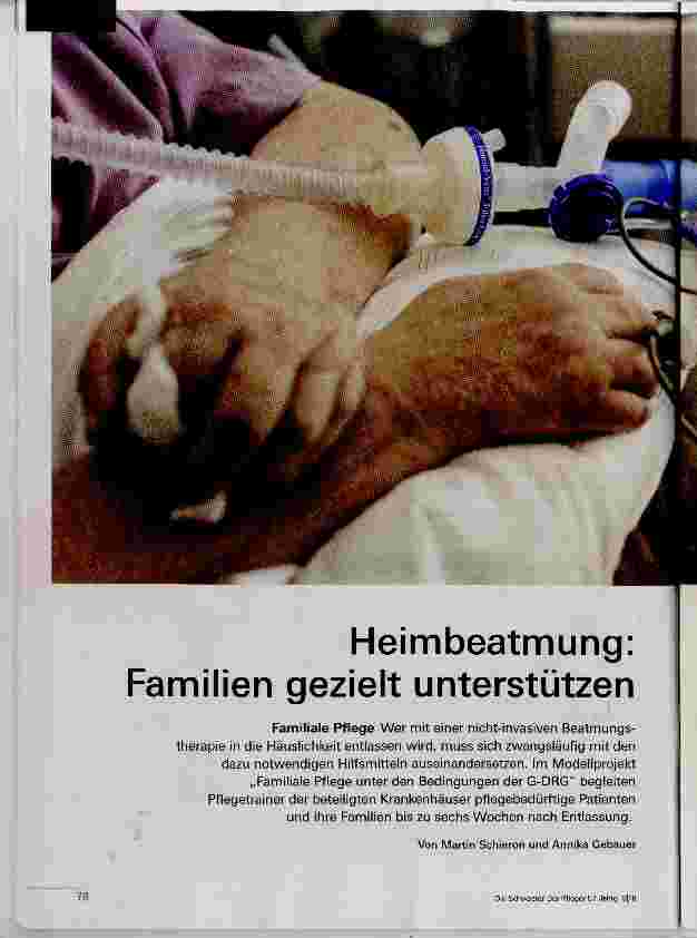 Vorschauseite 1: Heimbeatmung: Familien gezielt unterstützen
