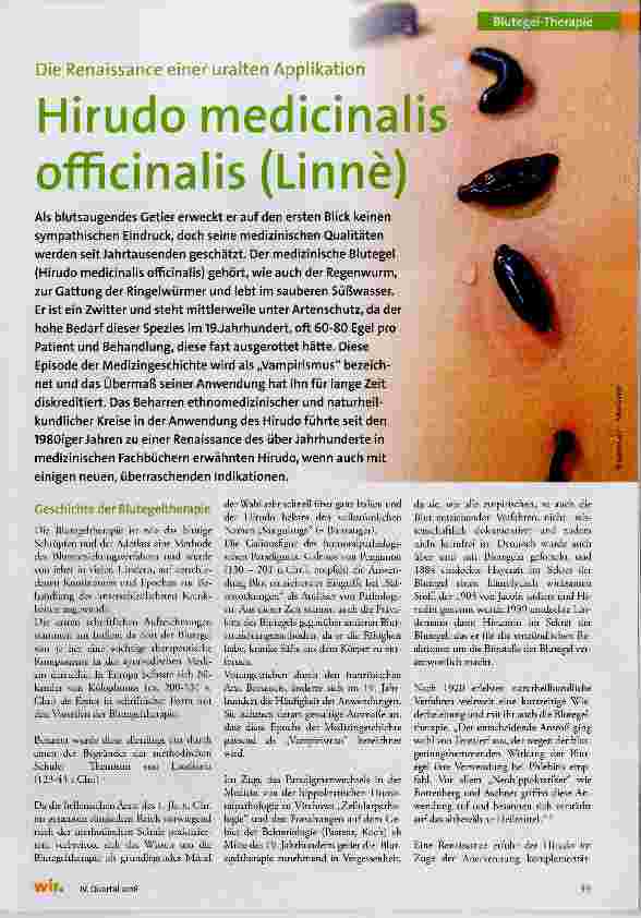 Vorschauseite 1: Hirudo medicinalis officinalis (Linné)