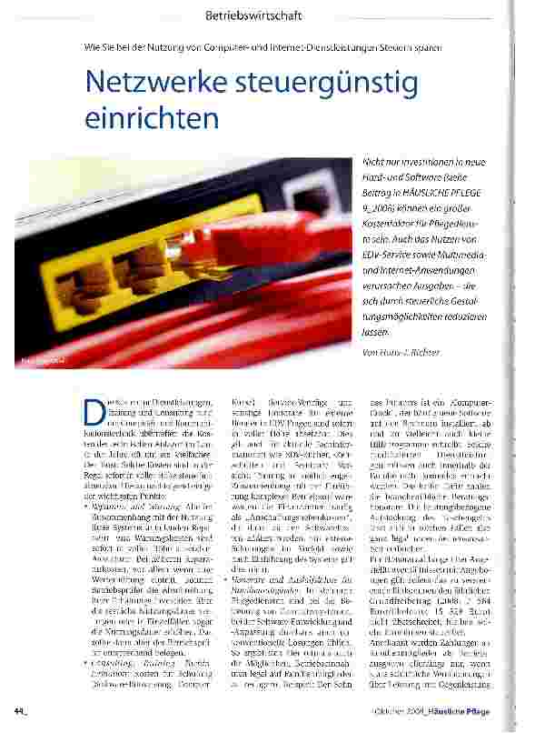 Vorschauseite 1: Wie Sie bei der Nutzung von Computerund Internet-Dienstleistungen Steuern sparenNetzwerke steuergünstig einrichten