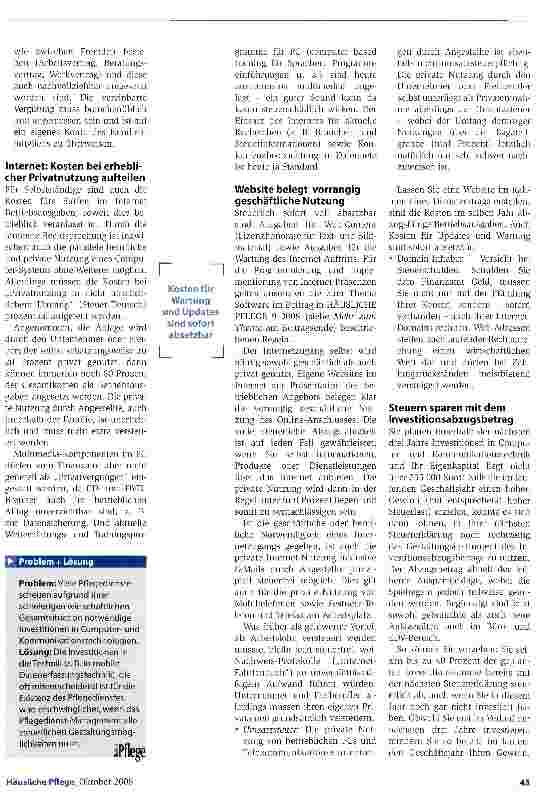 Vorschauseite 2: Wie Sie bei der Nutzung von Computerund Internet-Dienstleistungen Steuern sparenNetzwerke steuergünstig einrichten