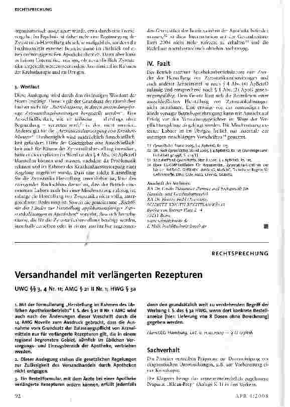 Vorschauseite 4: Die Herstellung von Nicht-Zytostatika in externen Apothekenlabors
