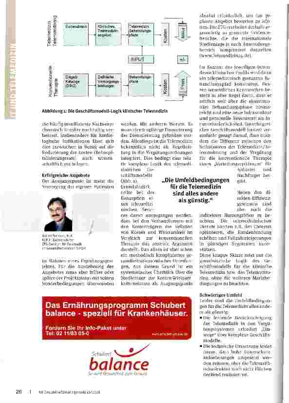 Vorschauseite 2: Geschäftsmodell Telemedizin Mit kooperativen Strukturen der Krankenhäuser wird es zur strategischen Option