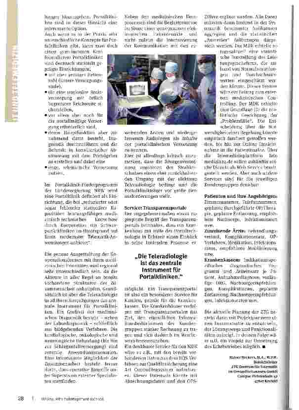 Vorschauseite 4: Geschäftsmodell Telemedizin Mit kooperativen Strukturen der Krankenhäuser wird es zur strategischen Option