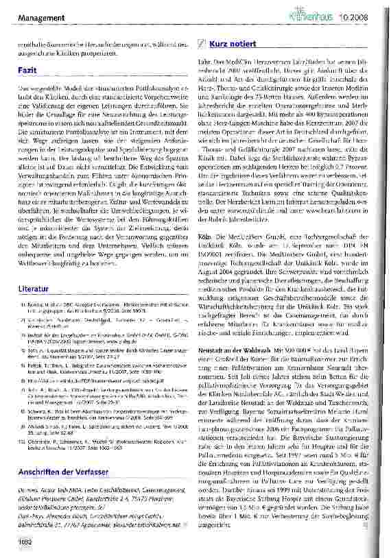 Vorschauseite 6: Strukturierte Portfolioanalysen zur strategischen Ausrichtung des Krankenhauses