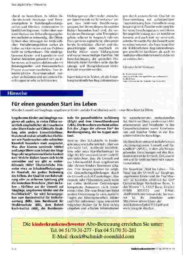 Vorschauseite 6: Frühkindliche Entwicklung und Störungen der Verhaltensregulation Theoretische Überlegungen und Behandlungsmöglichkeiten