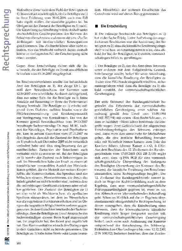 Vorschauseite 3: Einem Abbruch einer lebenserhaltenden Behandlung muss das Vormundschaftsgericht zustimmenBGB § 1904; FGG §§ 15 Abs. 1, 69 d Abs. 1 Satz 3; ZPO §§ 404, 407 Abs. 2 Satz 1