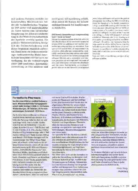 Vorschauseite 6: SAP-basiertes Zytostatikamodul: Fluch oder Segen?