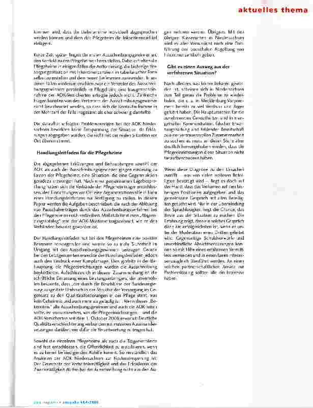 Vorschauseite 2: Versicherte stehen im Vordergrund? Probleme bei der Ausschreibung von Hilfsmitteln in Pflegeheimen