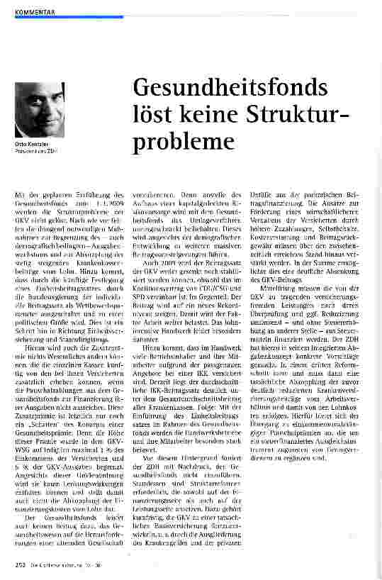 Vorschauseite 1: Gesundheitsfonds löst keine Struktur Probleme