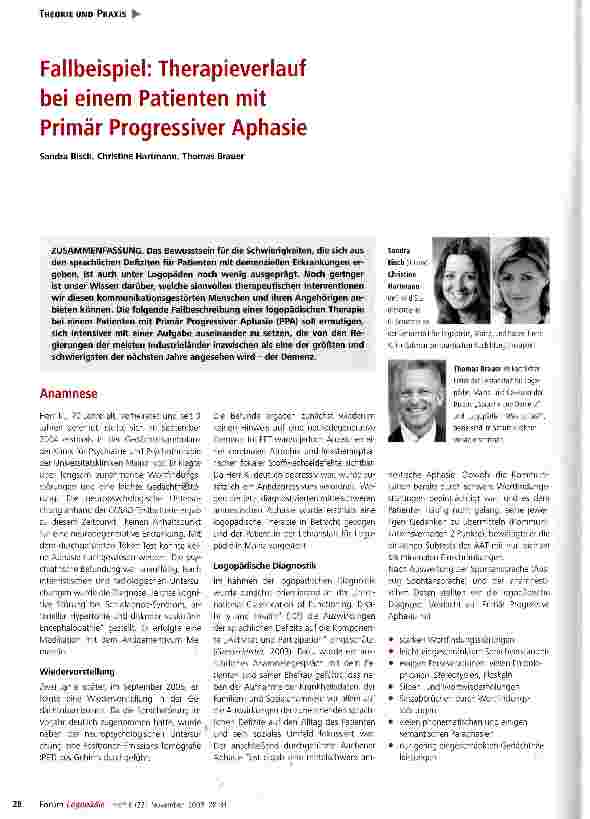 Vorschauseite 1: Fallbeispiel: Therapieverlauf bei einem Patienten mit Primär Progressiver Aphasie