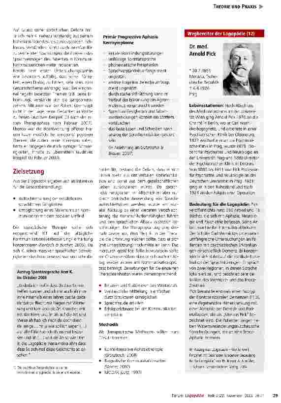 Vorschauseite 2: Fallbeispiel: Therapieverlauf bei einem Patienten mit Primär Progressiver Aphasie