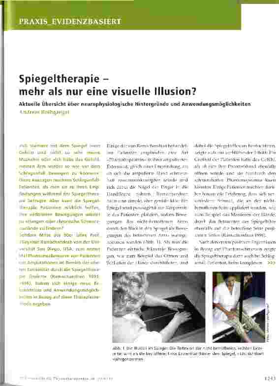 Vorschauseite 1: Spiegeltherapie - mehr als nur eine visuelle Illusion? Aktuelle Übersicht über neurophysiologische Hintergründe und Anwendungsmöglichkeiten