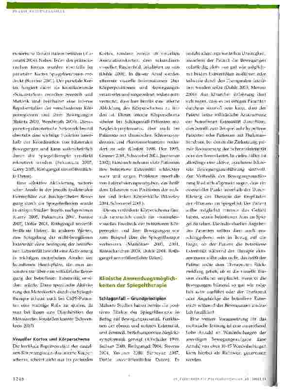 Vorschauseite 4: Spiegeltherapie - mehr als nur eine visuelle Illusion? Aktuelle Übersicht über neurophysiologische Hintergründe und Anwendungsmöglichkeiten