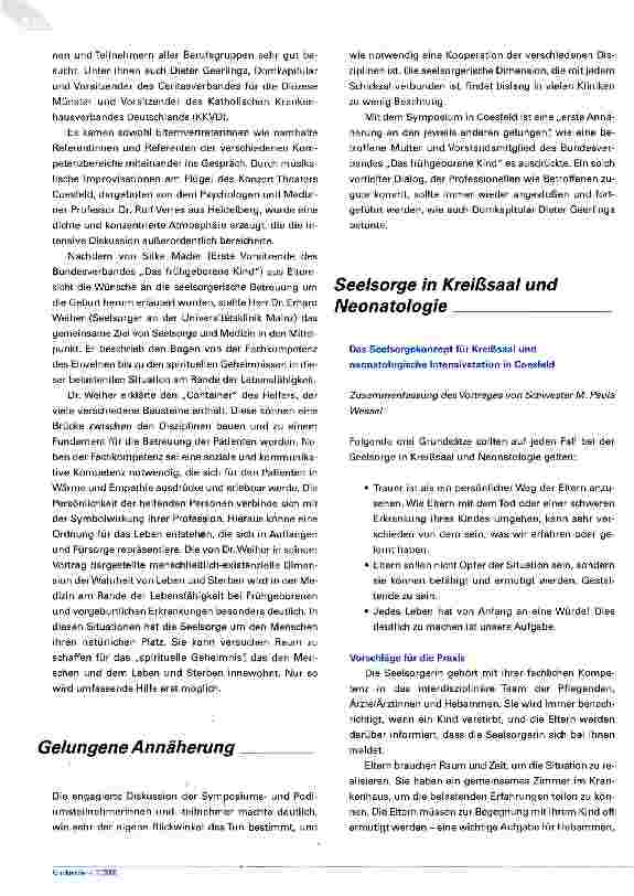 Vorschauseite 2: Perinatalmedizin und Seelsorge