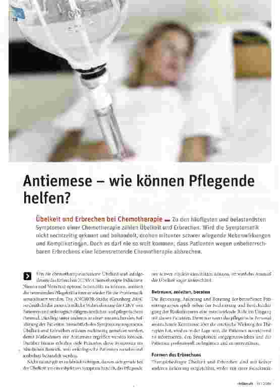 Vorschauseite 1: Antiemese - wie können Pflegende helfen?