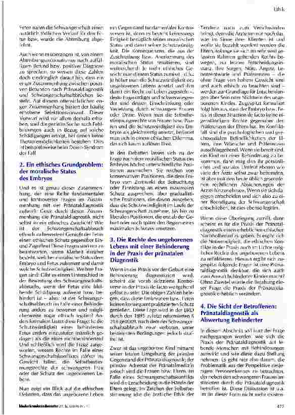 Vorschauseite 2: Ethik und ärztliche Rolle in der Pränatalmedizin