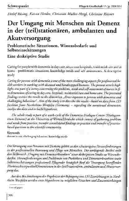 Vorschauseite 1: Der Umgang mit Menschen mit Demenz in der (teil) stationären, ambulanten und Akutversorgung
