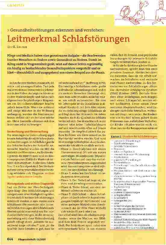 Vorschauseite 1: Leitmerkmal Schlafstörungen