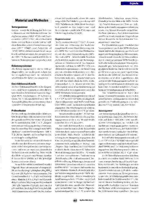 Vorschauseite 3: Bestimmung der bakteriziden Wirksamkeit von chemischen Desinfektionsmitteln in der Milchwirtschaft gemäß der DVG-Richtlinien