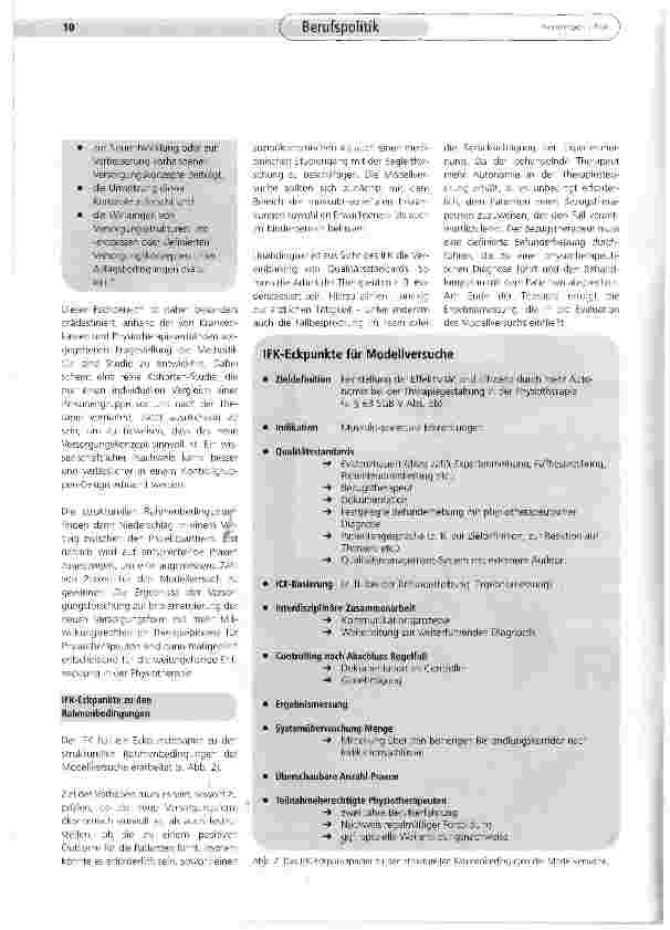 Vorschauseite 2: Modellvorhaben - Chance für die Physiotherapie