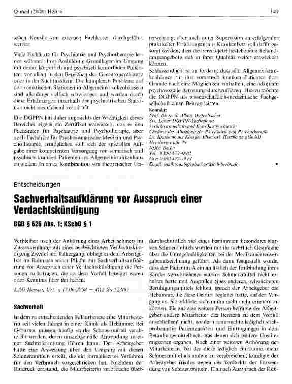 Vorschauseite 1: Sachverhaltsaufklärung vor Ausspruch einer Verdachtskündigung