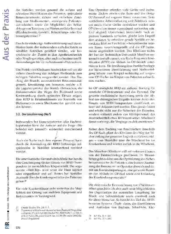 Vorschauseite 5: RFID-Technologie im Gesundheitswesen -Anwendungsfelder, rechtliche Vorgaben, Rechtspolitik, zukünftige Potentiale (1. Teil)