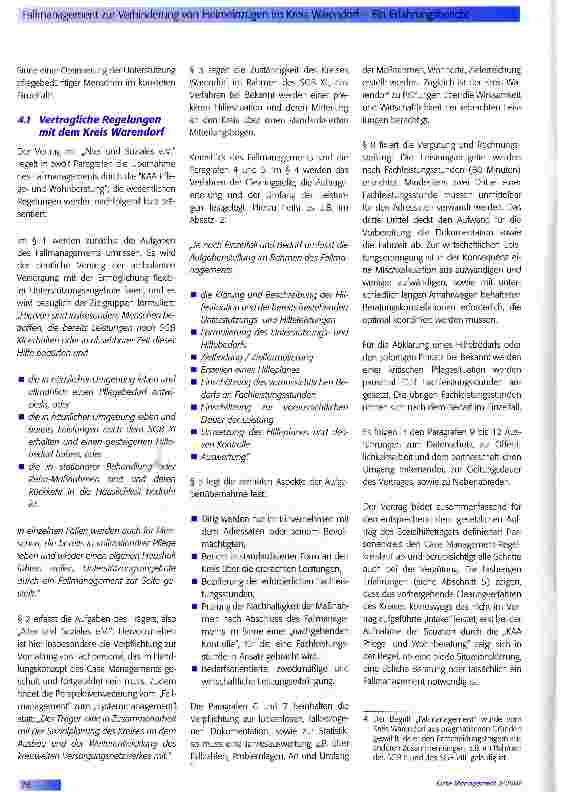 Vorschauseite 3: Fallmanagement zur Verhinderung von Heimeinzügen im Kreis Warendorf -Ein Erfahrungsbericht
