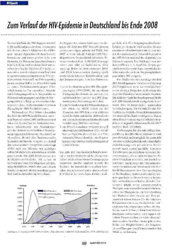 Vorschauseite 1: Zum Verlauf der HIV-Epidemie in Deutschland bis Ende 2008