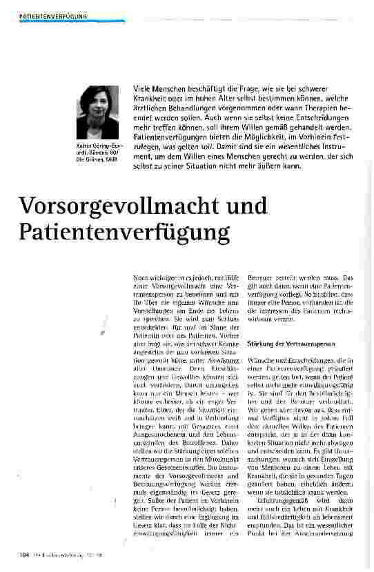 Vorschauseite 1: Vorsorgevollmacht und Patientenverfügung