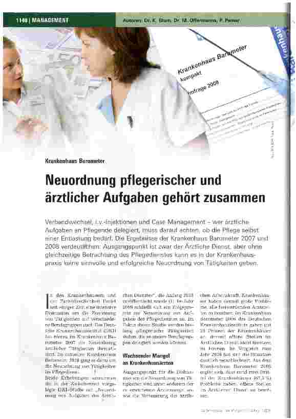 Vorschauseite 1: Neuordnung pflegerischer und ärztlicher Aufgaben gehört zusammen